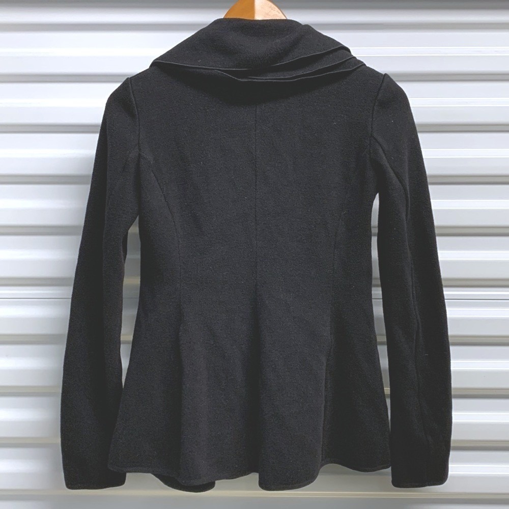 Giorgio Armani Borgo 21 Layered Shawl Collar Jacket Womens 2 Black Luxury Wool - Picture 9 of 12